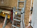 two ladders and a table in a room