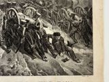 a drawing of a group of men on a horse drawn carriage