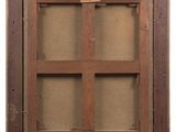 an old wooden window frame with a window pane in the middle