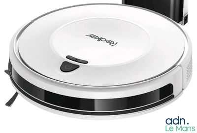 an image of a robotic vacuum cleaner and a charger