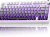 an image of a computer keyboard with purple keys