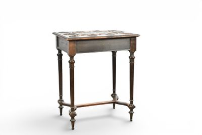 an image of a small table with a marble top on a white background