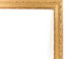 an antique gold frame with a white background