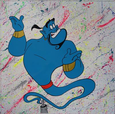l'image d'une peinture d'un personnage de bande dessinée sur un mur