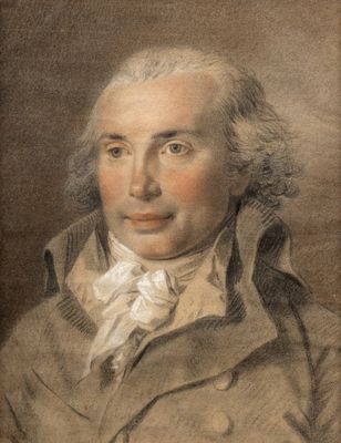portrait of a man in a brown coat with a white collar