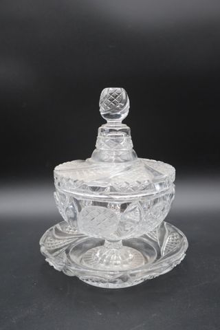 Drageoir en cristal avec son plateau, présentoir