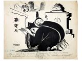 drawing of a man sitting on a chair reading a book