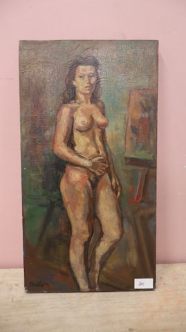 Adlen « femme nue », huile sur panneau signée en bas à gauche 50 ...