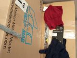a box with a pair of gloves and a hat on it