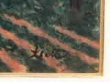a painting of a group of birds in the woods