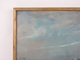 a painting of a boat in a body of water