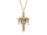 un collier en or et turquoise orné d'une croix