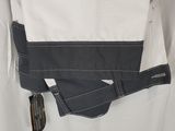 a white shirt with a black belt on it