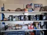 a lot of items on the shelves in the garage