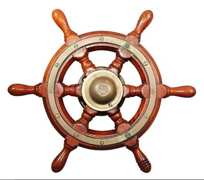 steering wheel of a ship isolated on a white background