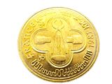 an image of a close up of a gold coin on a white background