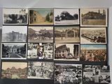 an old photo of a bunch of old photos on a wall