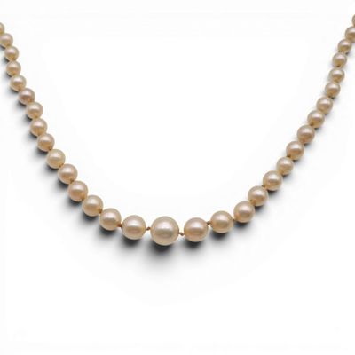un collier composé d'une seule perle, muni d'un fermoir en or