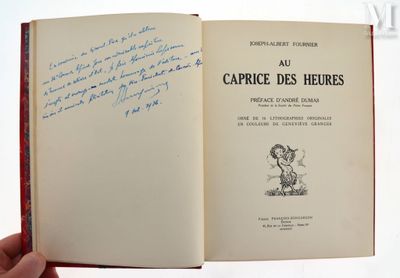 an open book with a handwritten page in french on it