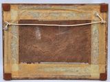 an old picture frame with a rope hanging from it ' s side