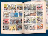 a comic book open to a page with a picture of a man in uniform