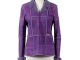 the jacket is purple and has a fur lined collar
