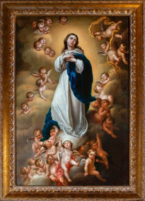une image représentant un tableau de la Vierge entourée d'anges