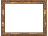 an old gold frame with a white background