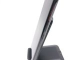 a close up of a cell phone on a stand