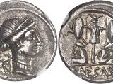 a silver coin with an image of a woman on it