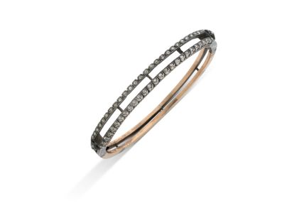 Bracelet “jonc” Diamants taille rose Or 18k (750) et argent …