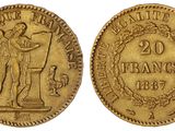 une pièce d'or à l'effigie d'un homme tenant une épée