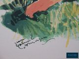 a picture of a painting of a person in the grass
