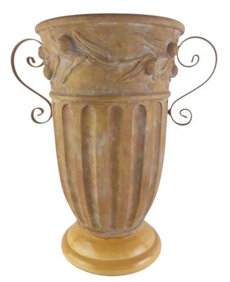 a large vase with a bird on it on a pedestal