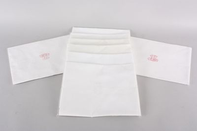 6 serviettes damassées 85 x 70 cm, brodées du monogramme GC,… - Photo 1