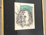 un dessin représentant un lion avec un chapeau sur la tête