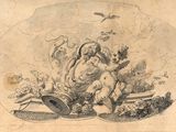 an image of a drawing of a man and a woman in a landscape