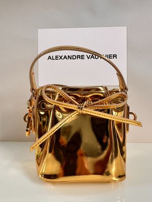 alexandere vanderheier gold metallic bucket bag