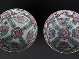 pair of chinese famille porcelain bowls with floral designs