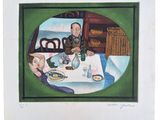 une image représentant un tableau où l'on voit un homme assis à une table