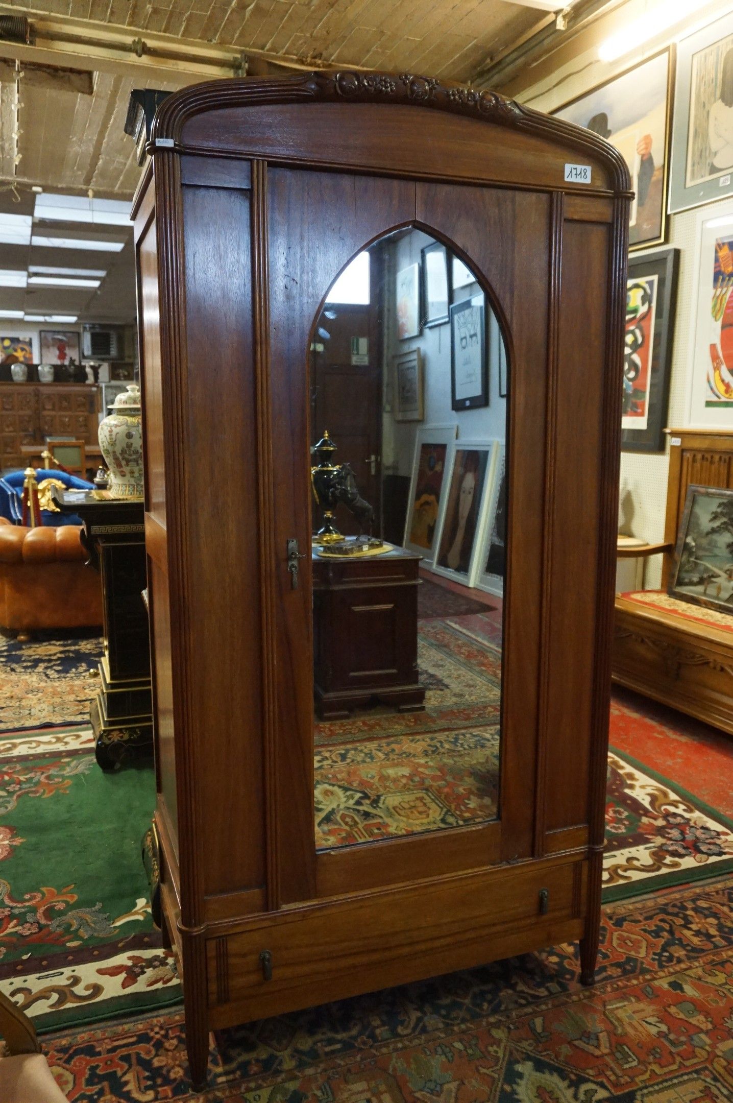 armoire à linge avec 1 porte miroir - acajou - H : 201 cm - …