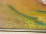 a picture of a painting of a banana on a table