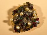 a brooch with pearls and jewels on it