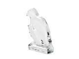 an image of a glass sculpture of a bird on a stand