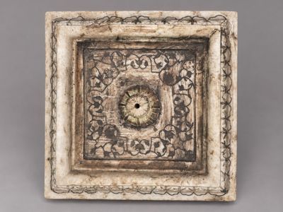 an image of a picture of a square frame with a clock on it