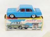 a blue toy car sitting on top of a box