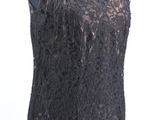 black lace dress on mannequin display on white background