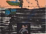 une image représentant un tableau où l'on voit un homme sur une planche de surf dans l'océan