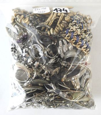 a bag full of assorted silver and gold jewelry
