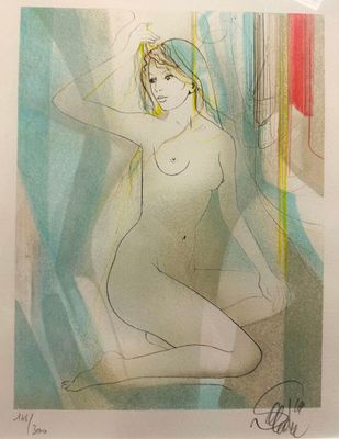 une image représentant le dessin d'une femme nue assise par terre